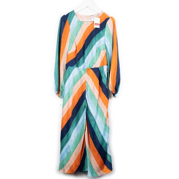 NEW ALI & JAY Sunset Skies Midi Dress with puff sleeves size M - Picture 1 of 12